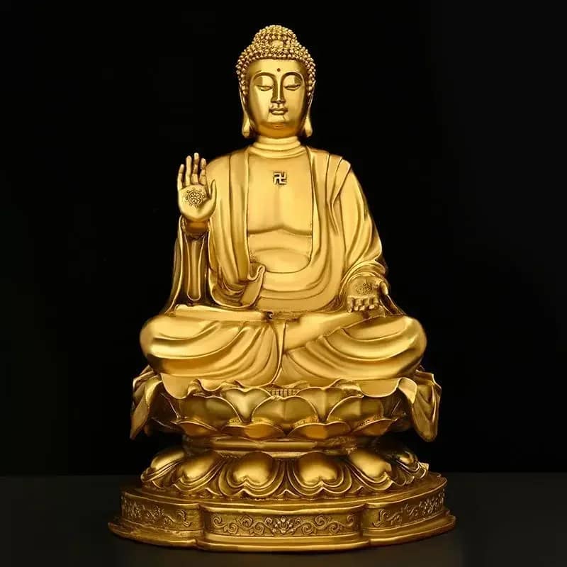 & More Value 46 Feng Shui Copper Shakyamuni Buddha Ornaments Sitting Lotus Flower Home Buddha Hall for The Statues
